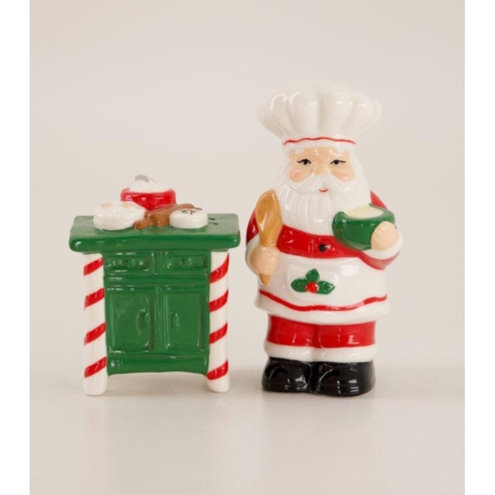 Cracker Barrel Baker Santa Salt and Pepper Shaker Set Christmas Stoneware NIB